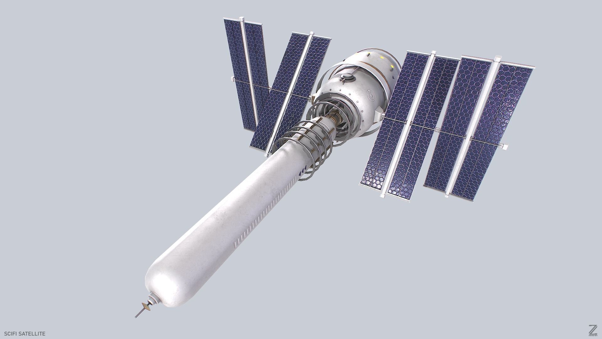 Sci fi Satellite Low-poly 3D model_4