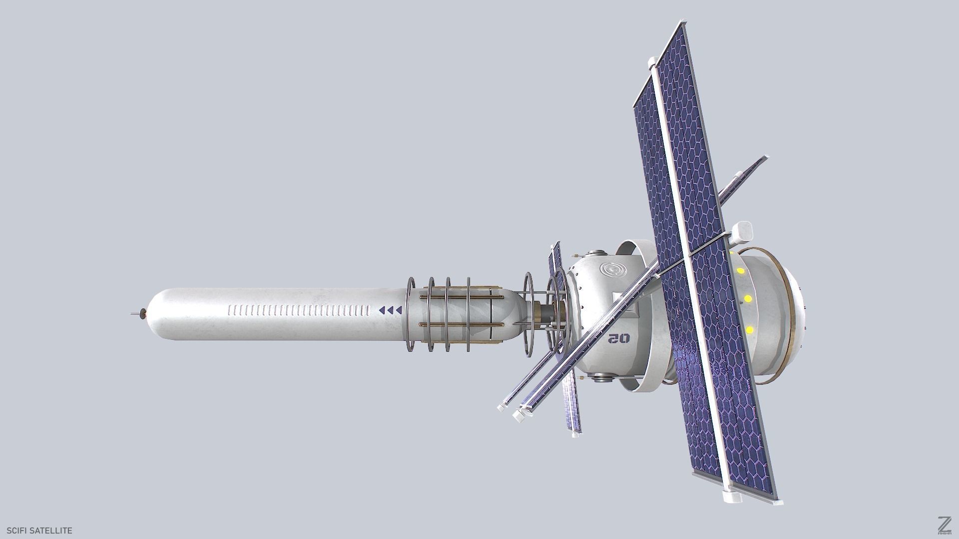 Sci fi Satellite Low-poly 3D model_8