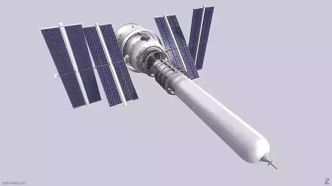 Sci fi Satellite Low-poly 3D model