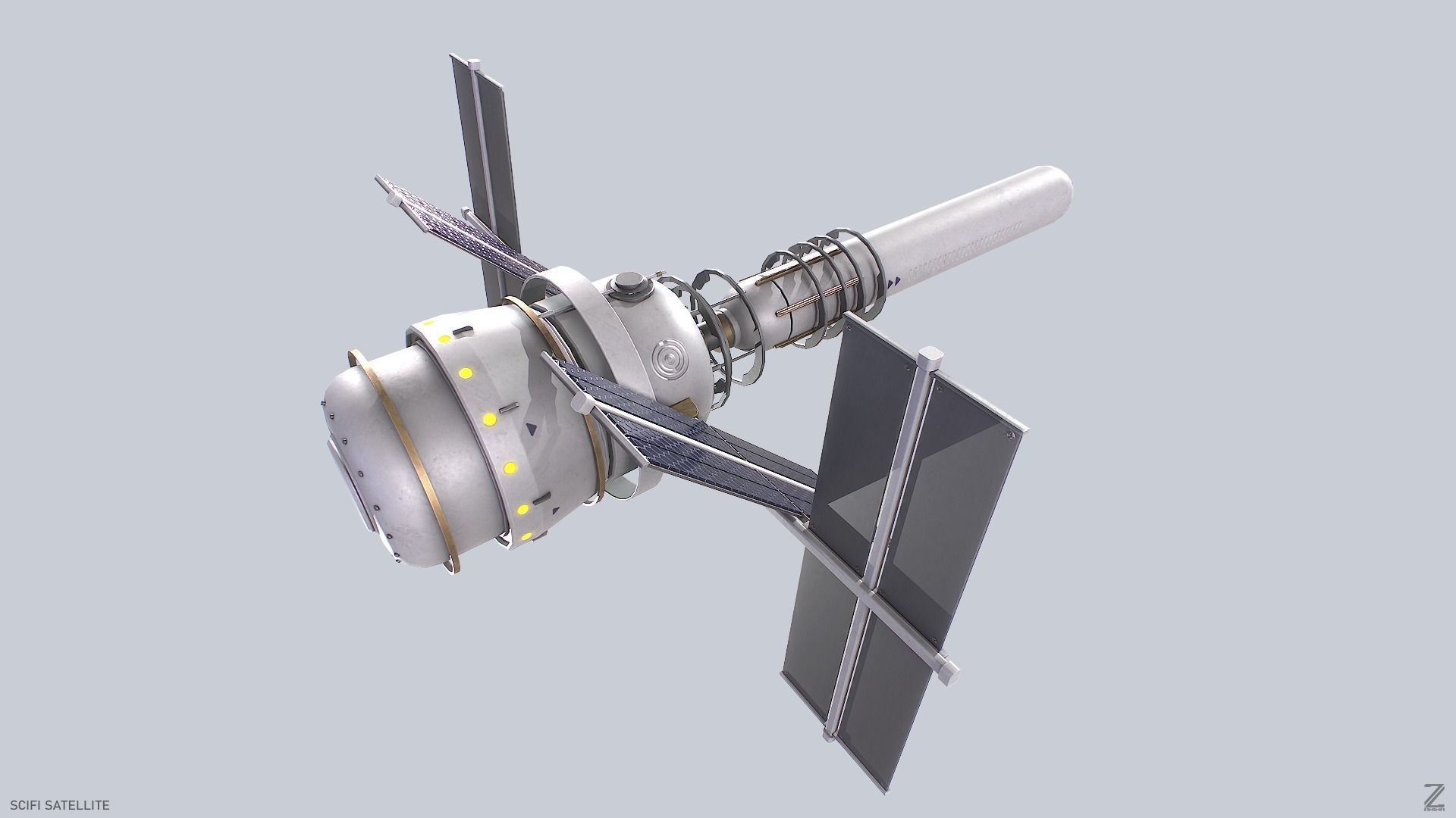 Sci fi Satellite Low-poly 3D model_5