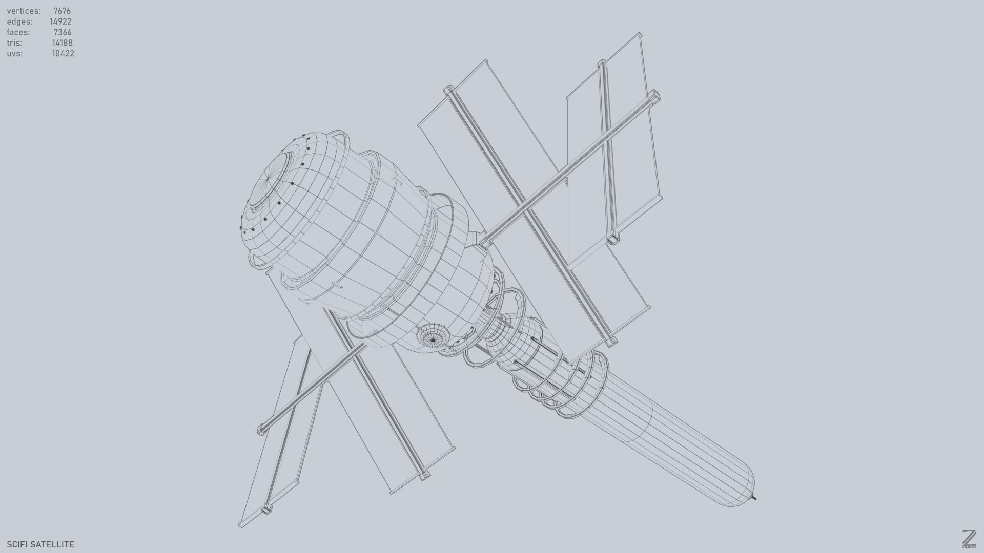 Sci fi Satellite Low-poly 3D model_12