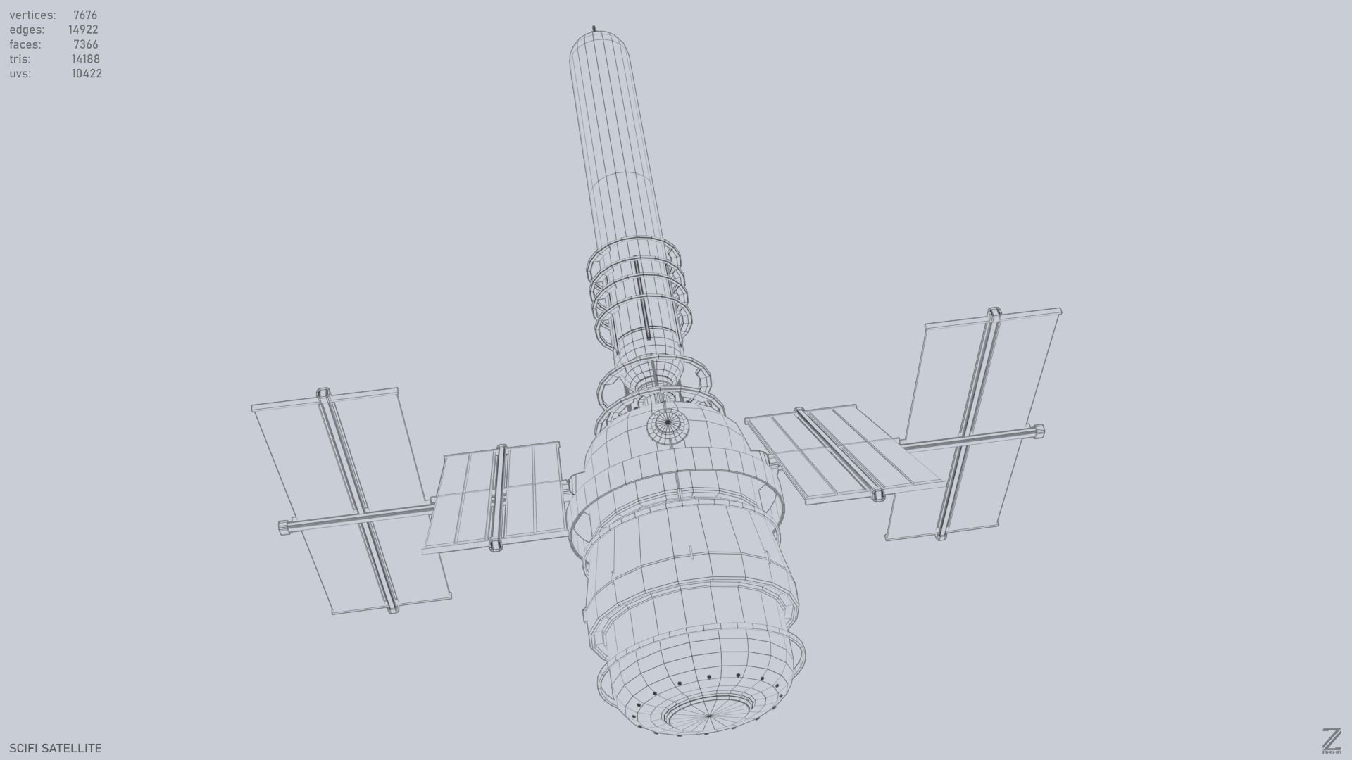 Sci fi Satellite Low-poly 3D model_13