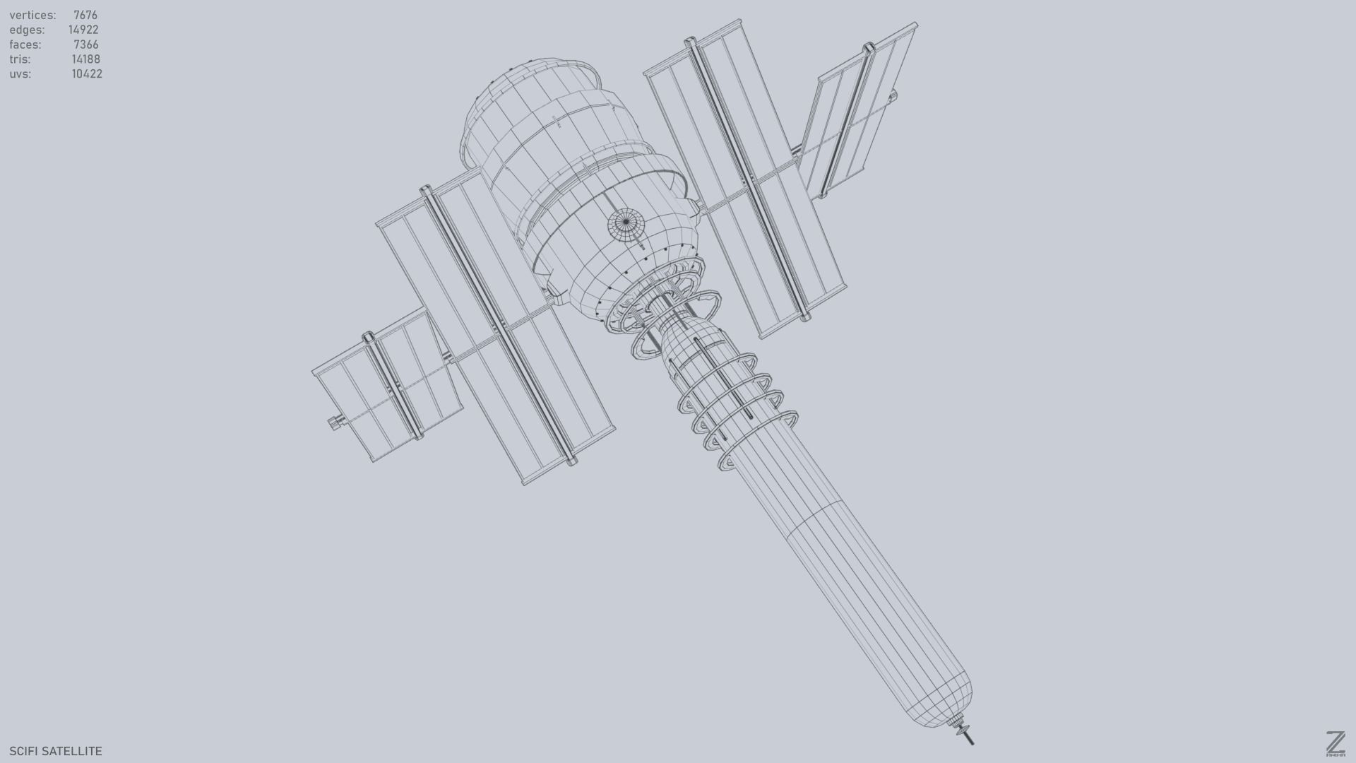 Sci fi Satellite Low-poly 3D model_15
