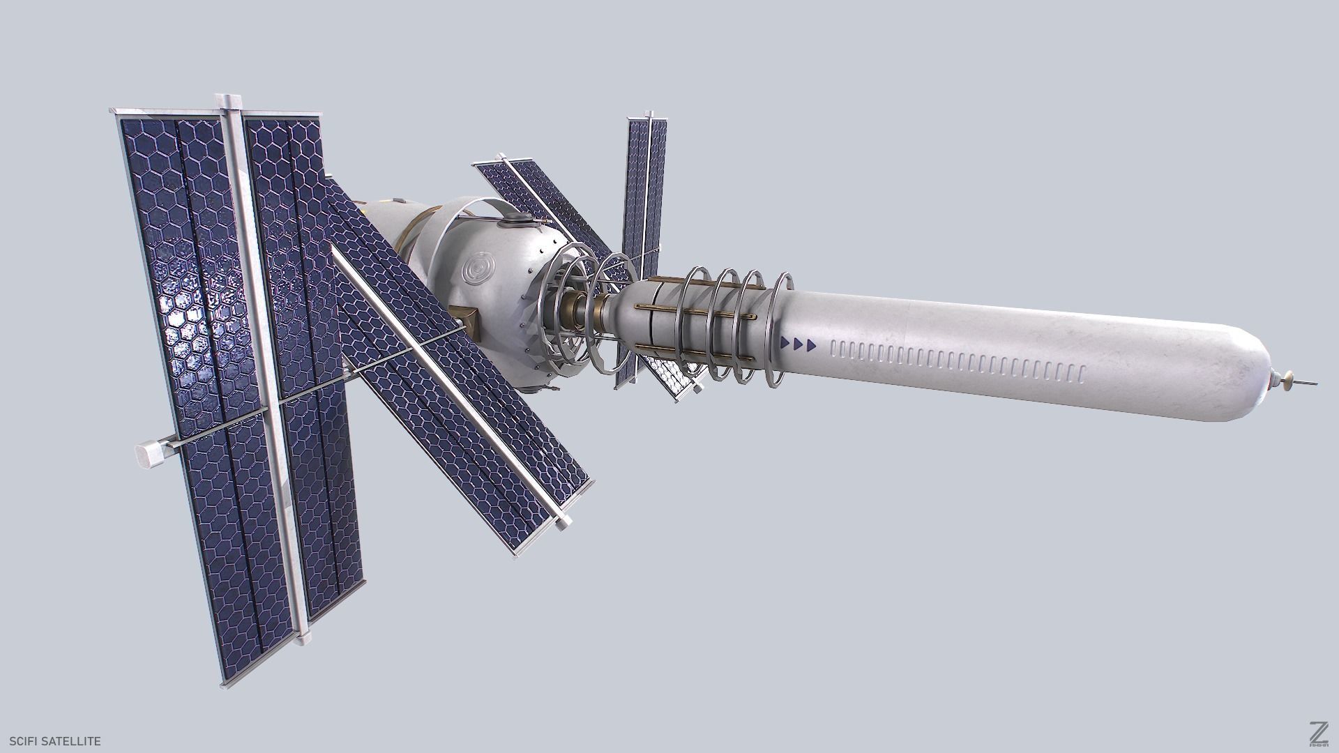 Sci fi Satellite Low-poly 3D model_2