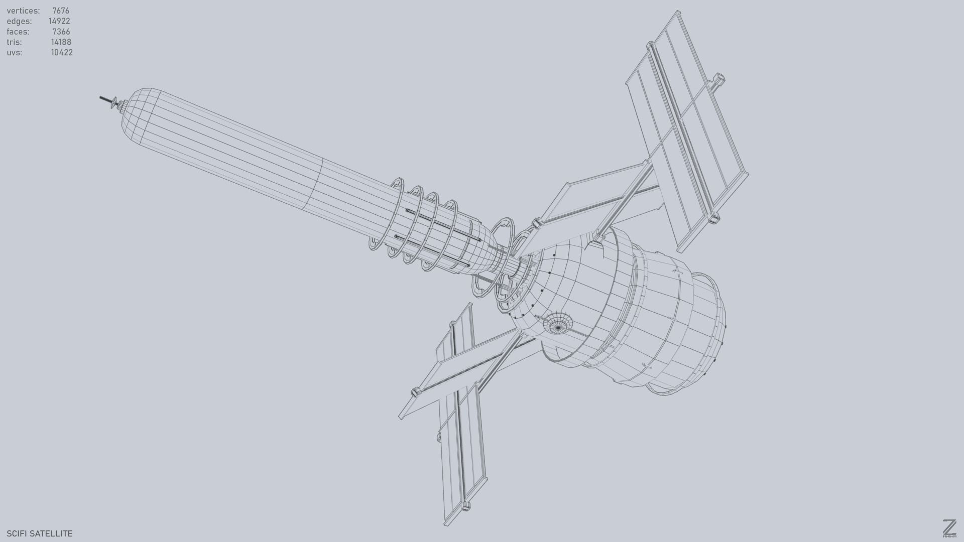 Sci fi Satellite Low-poly 3D model_14
