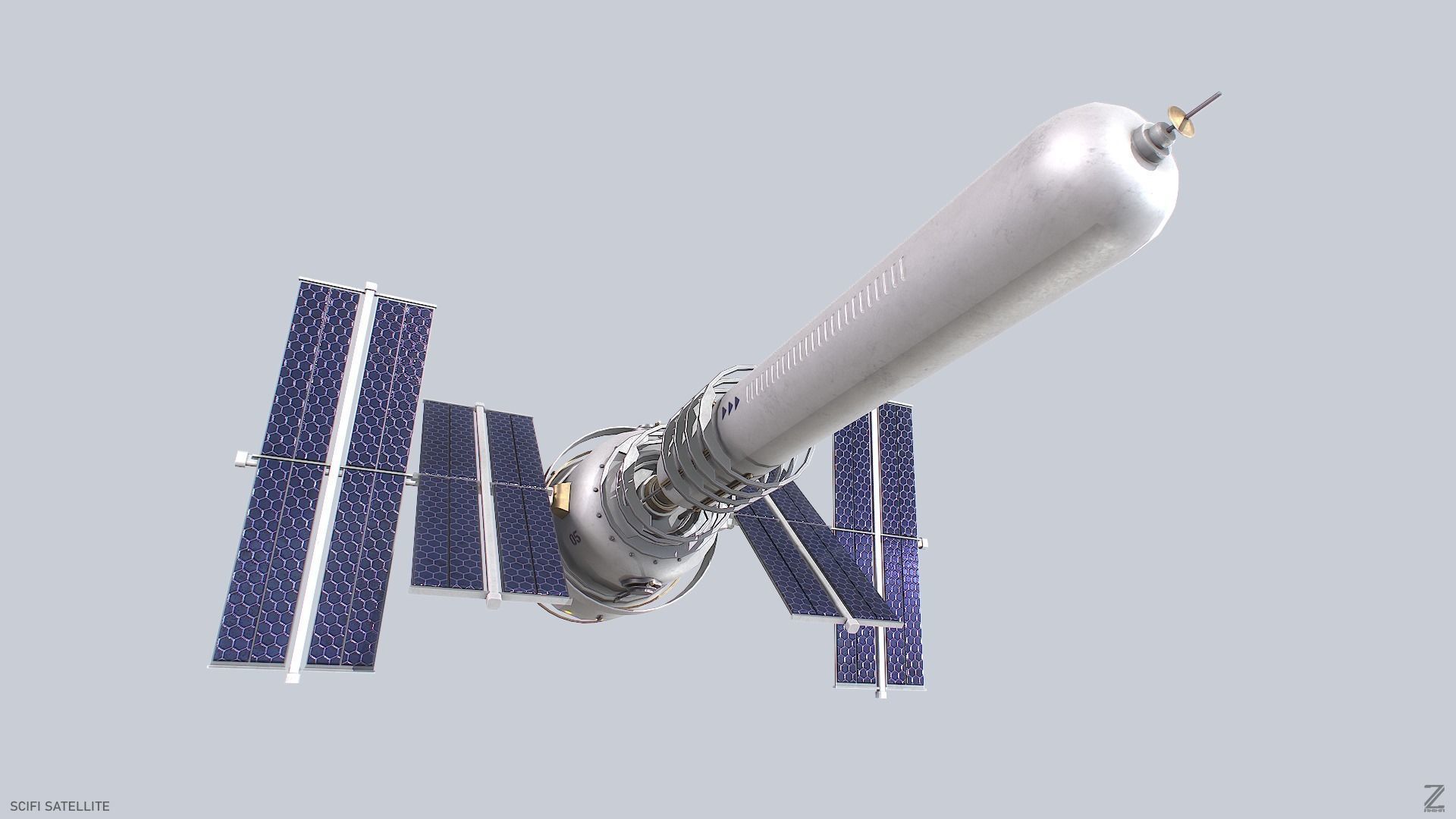 Sci fi Satellite Low-poly 3D model_7