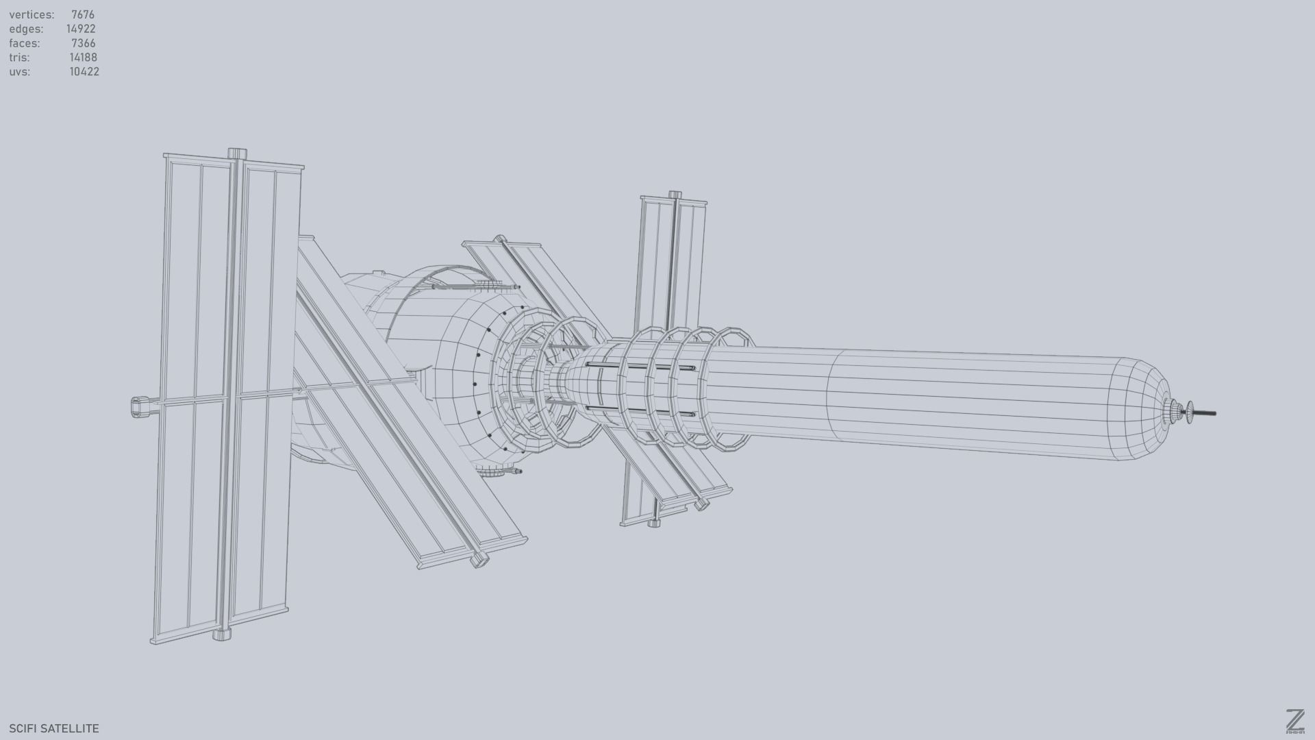 Sci fi Satellite Low-poly 3D model_10