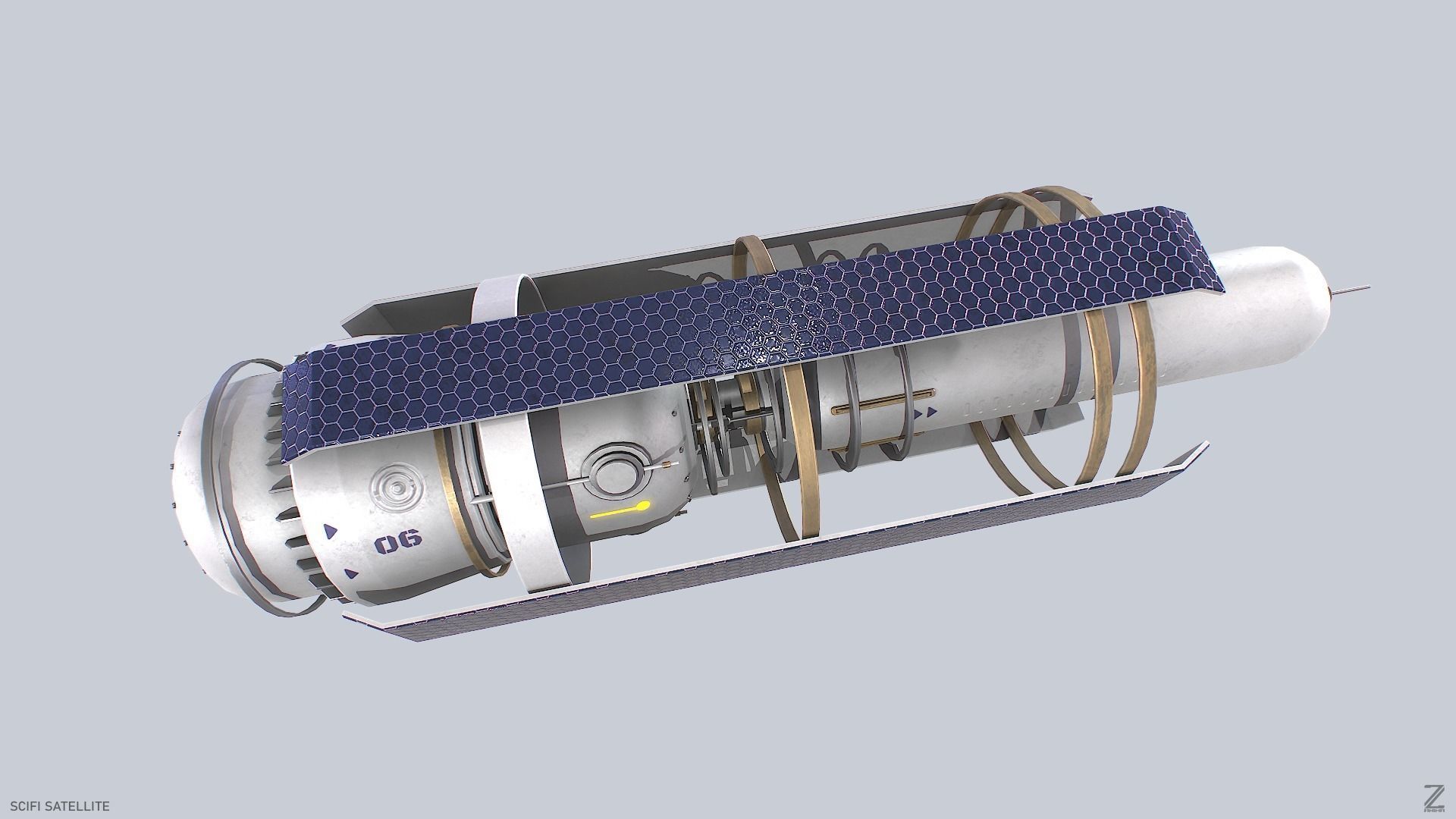 Sci fi Satellite Low-poly 3D model_5