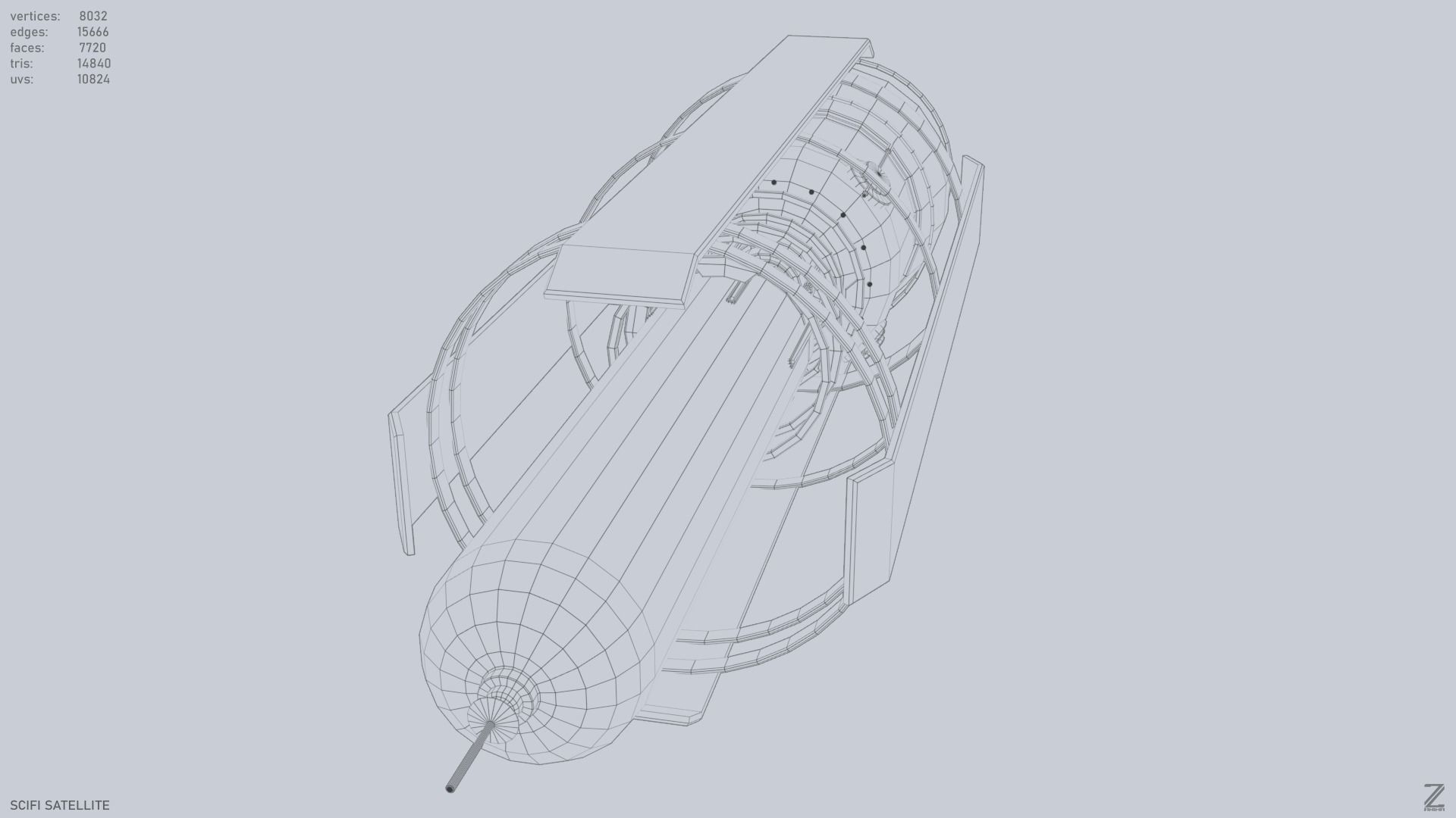 Sci fi Satellite Low-poly 3D model_15