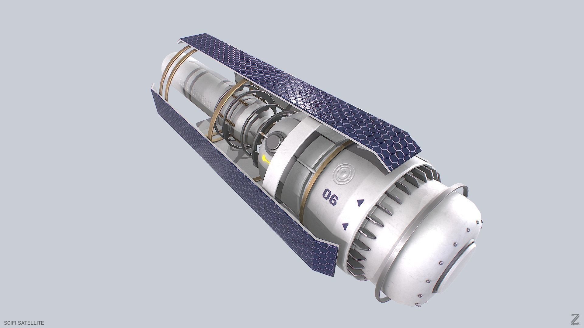 Sci fi Satellite Low-poly 3D model_7