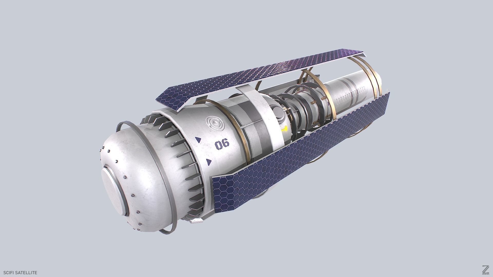 Sci fi Satellite Low-poly 3D model_4