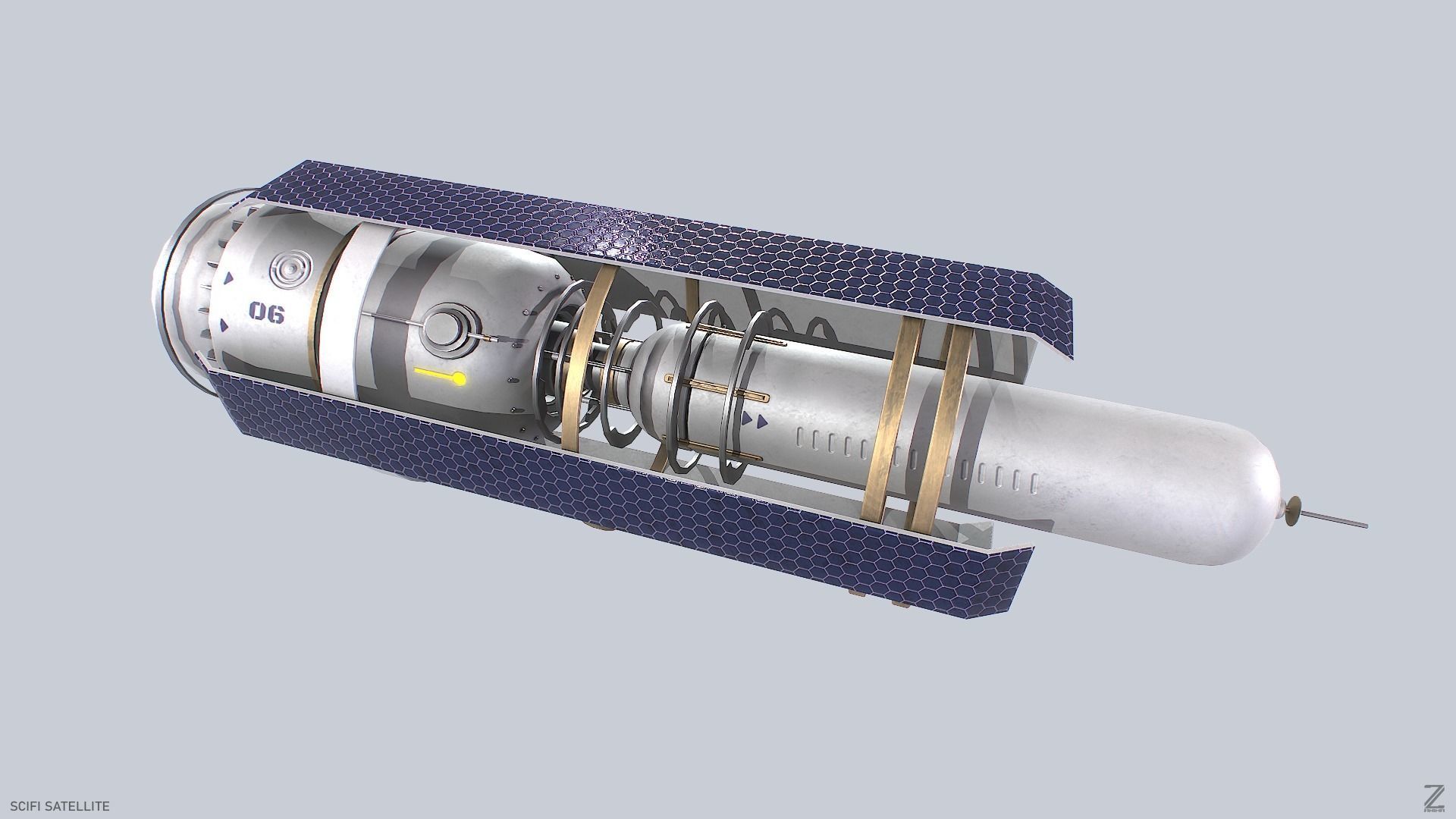 Sci fi Satellite Low-poly 3D model_2