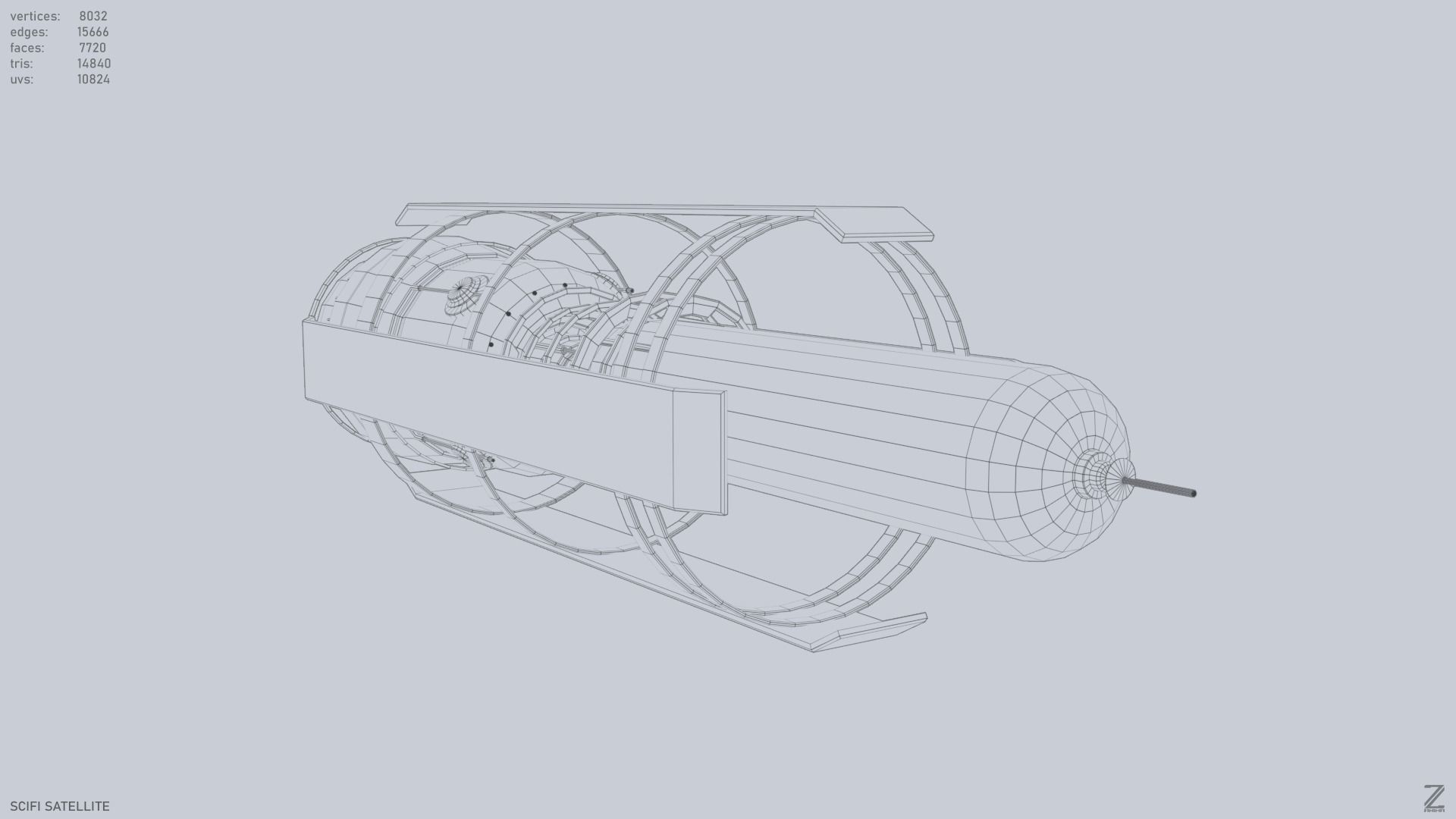 Sci fi Satellite Low-poly 3D model_14