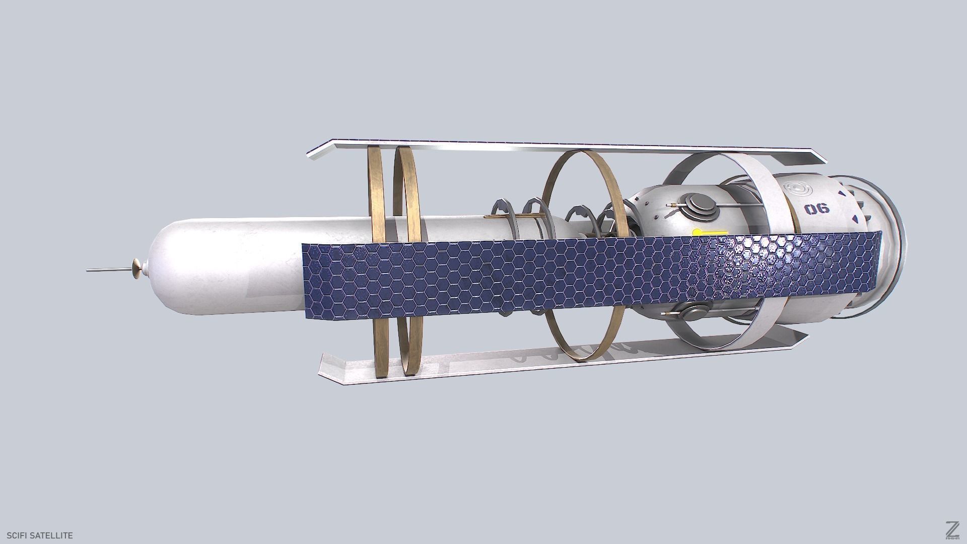 Sci fi Satellite Low-poly 3D model_8