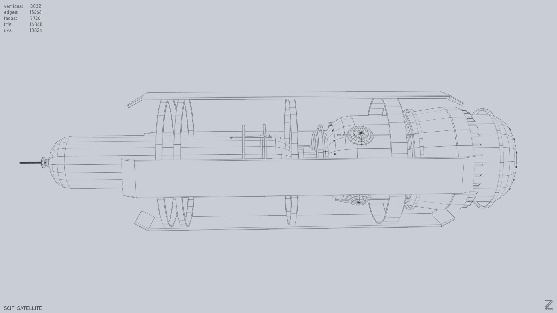 Sci fi Satellite Low-poly 3D model_10