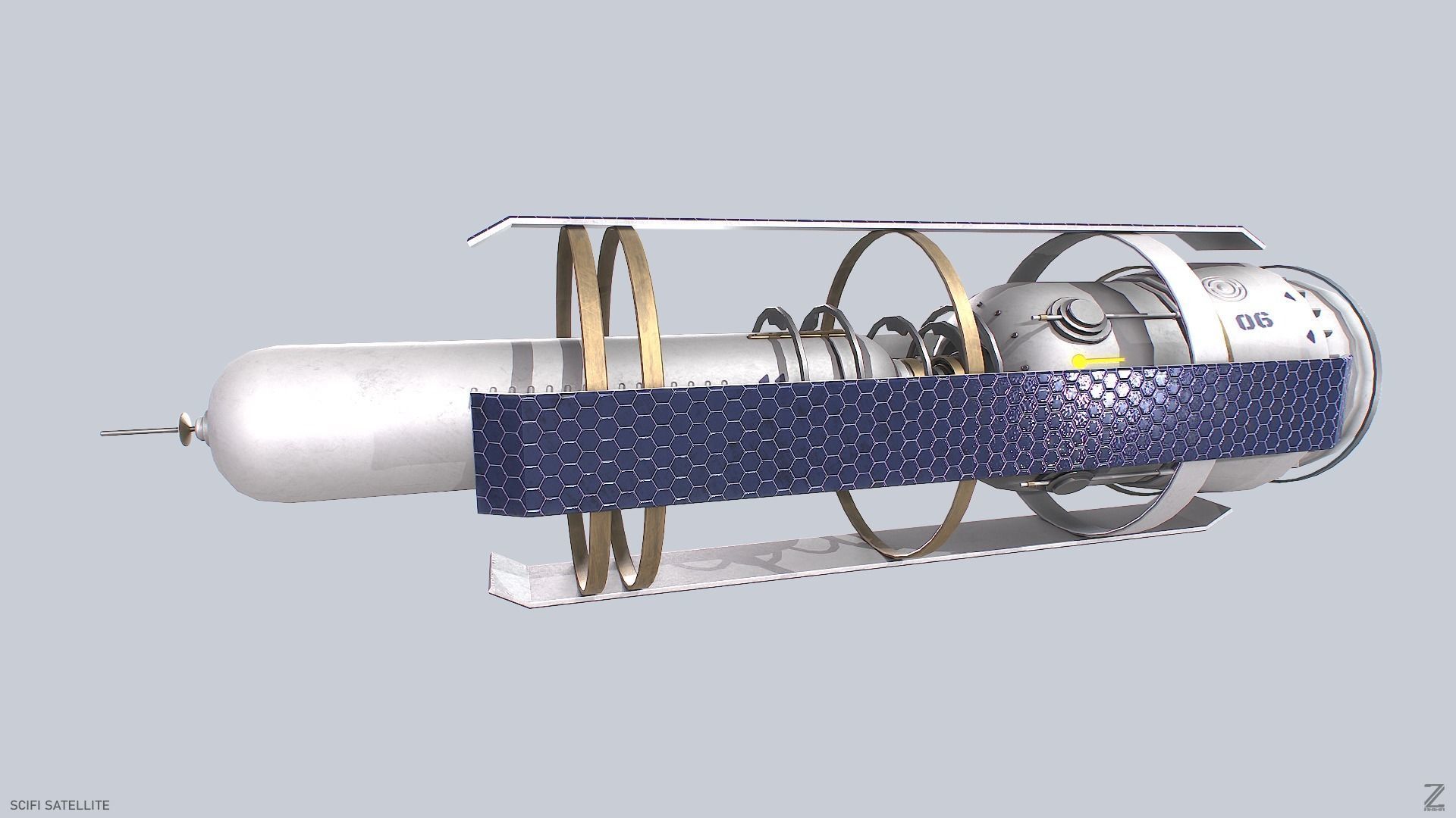 Sci fi Satellite Low-poly 3D model_6