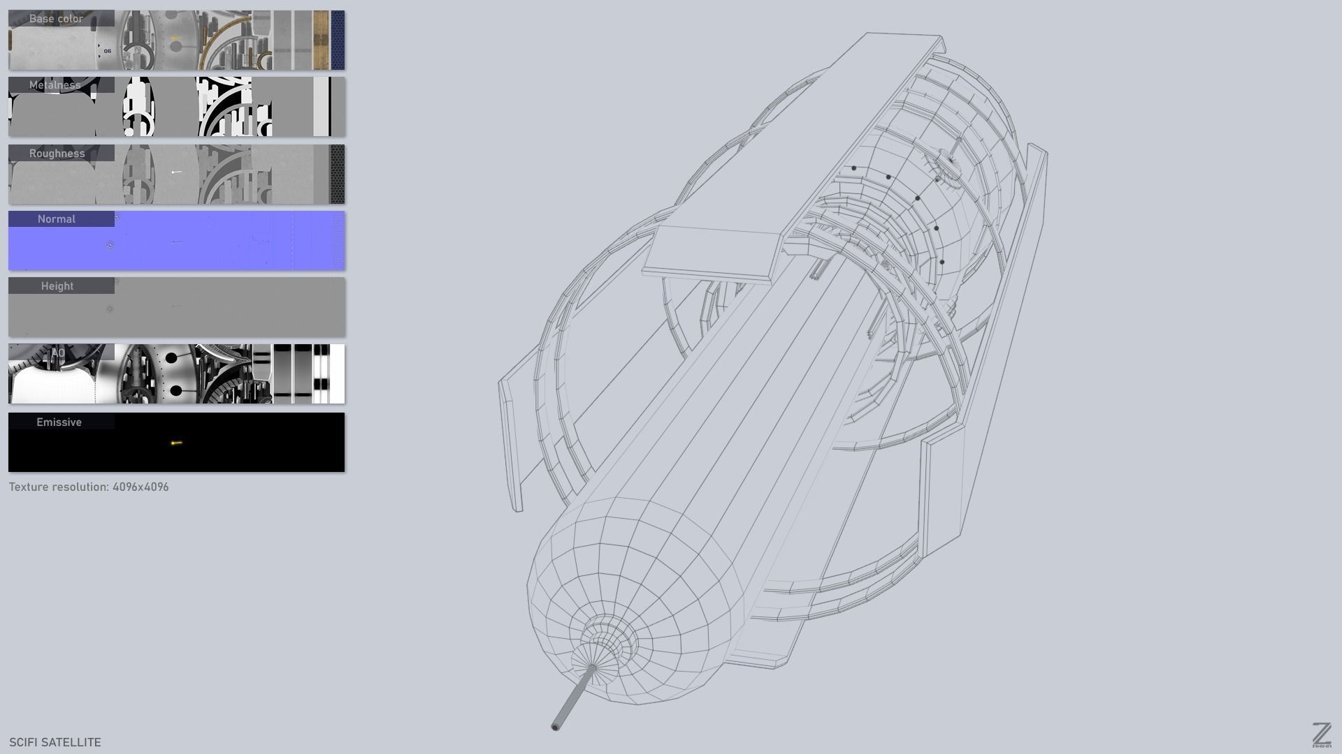 Sci fi Satellite Low-poly 3D model_3