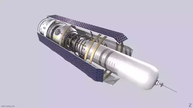 Sci fi Satellite Low-poly 3D model