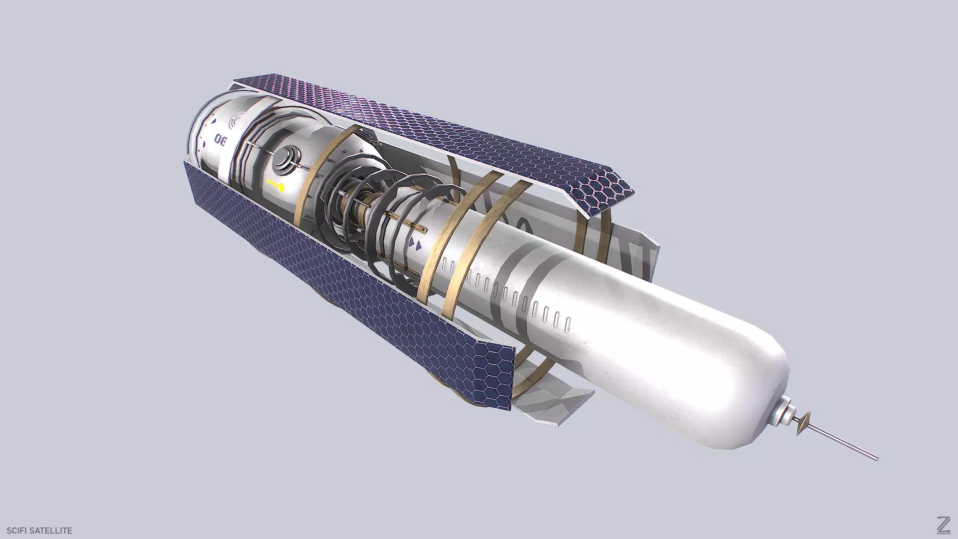 Sci fi Satellite Low-poly 3D model_0
