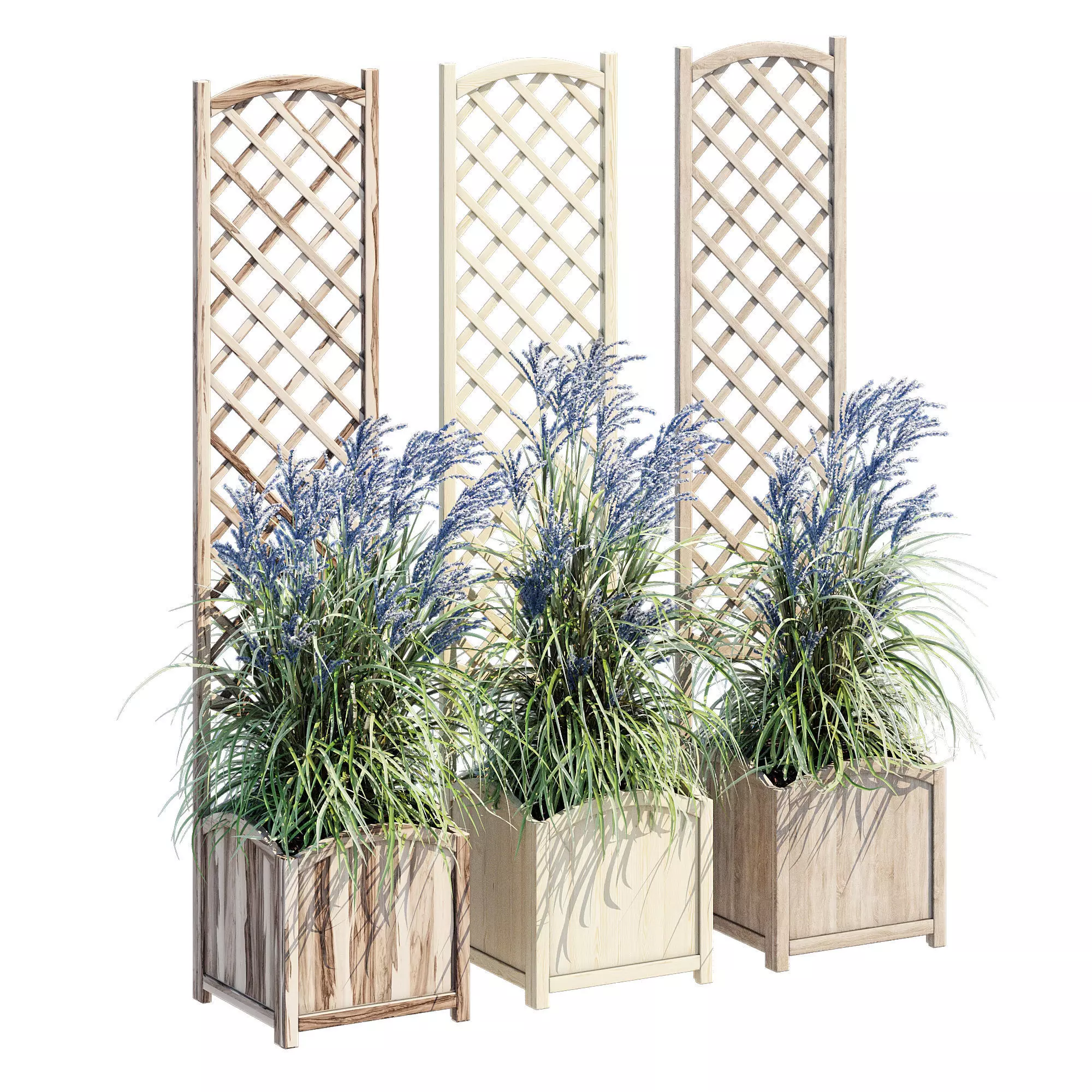 Wood Outdoor Elevated Planter with Trellis 3D model