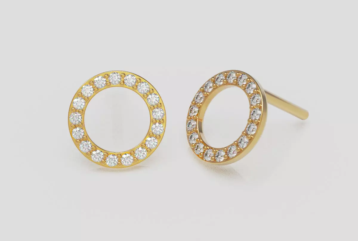 Woman earrings with gem for 3d print 3D print model 3D print model