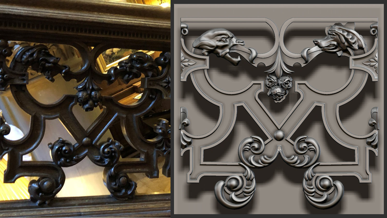 staircase castle ANTIQUE ornament 3D model_1