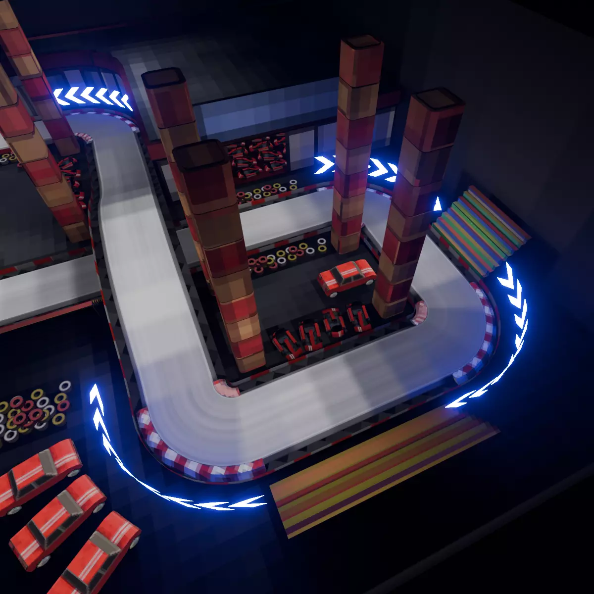 Retro Game Kart Racing Track Low-poly 3D model_0