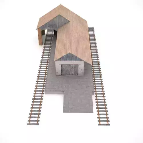 Freight Train Station Low-poly 3D model
