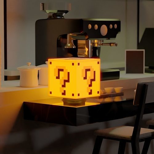8 Bit Question Block Lamp Free 3D model