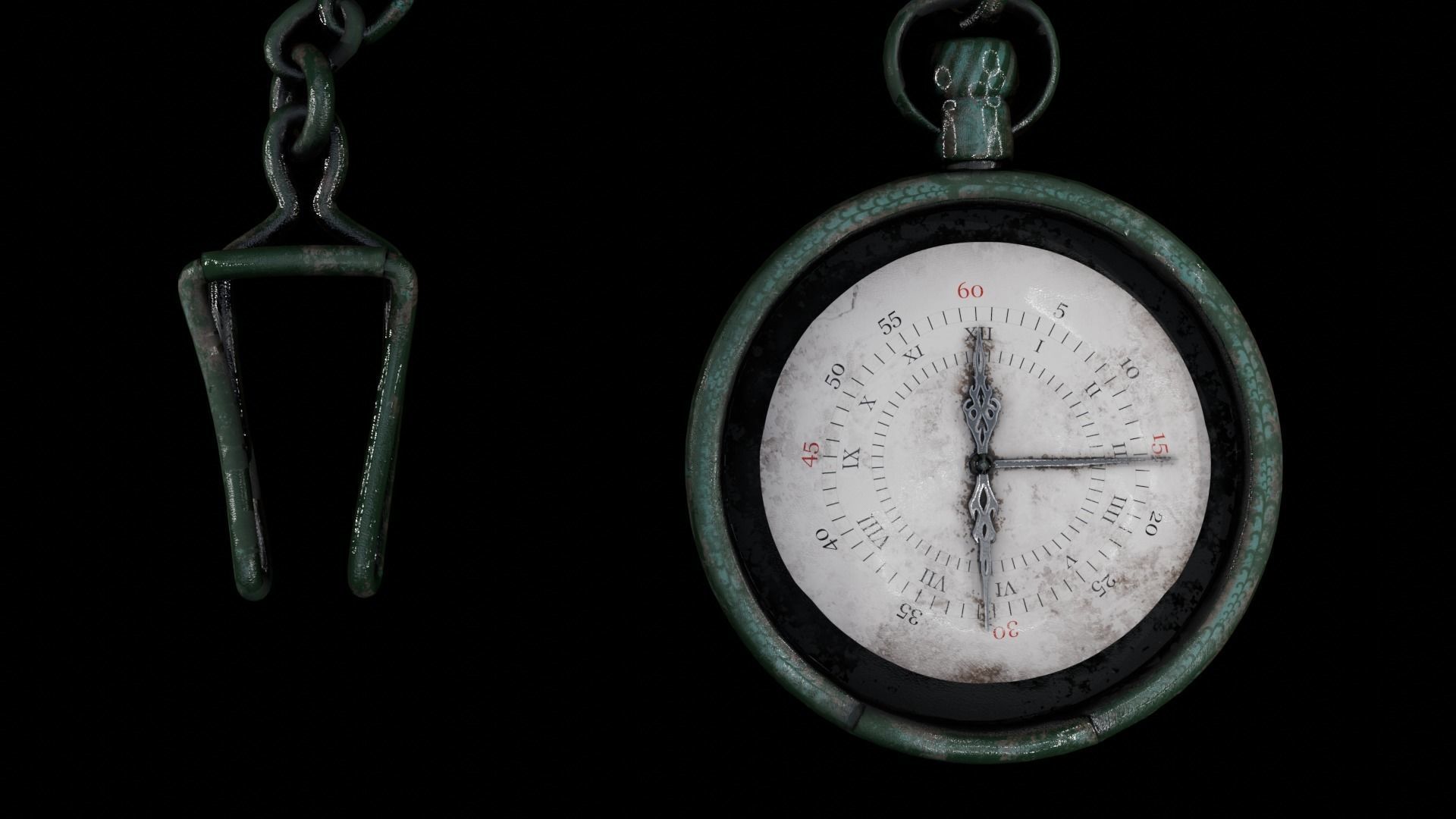 Pocket Watch Vintage Low-poly 3D model_9