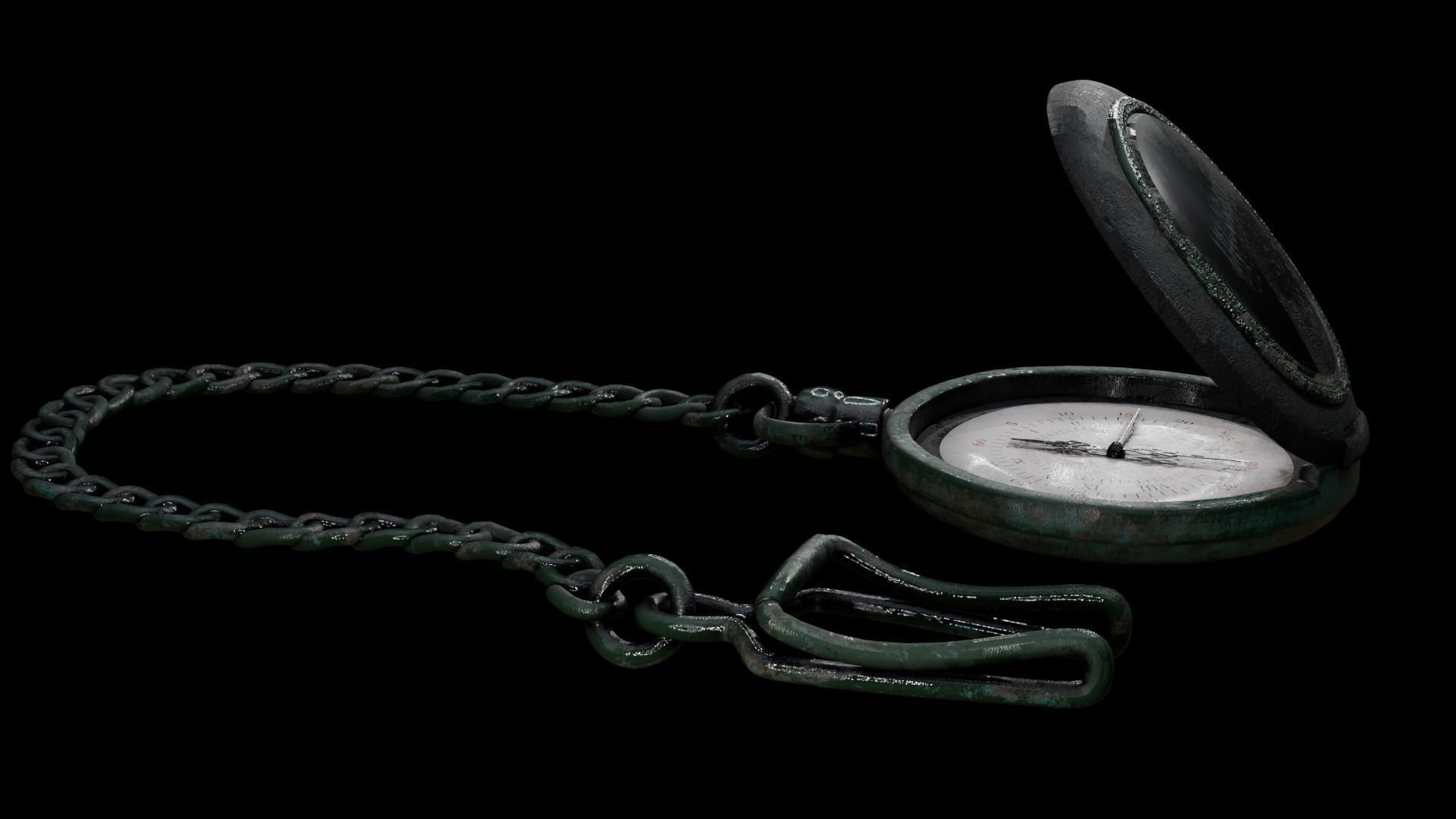 Pocket Watch Vintage Low-poly 3D model_2