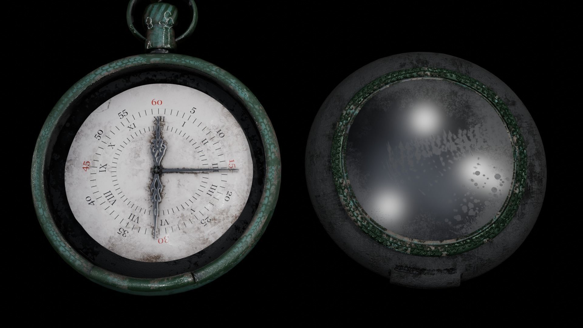 Pocket Watch Vintage Low-poly 3D model_6