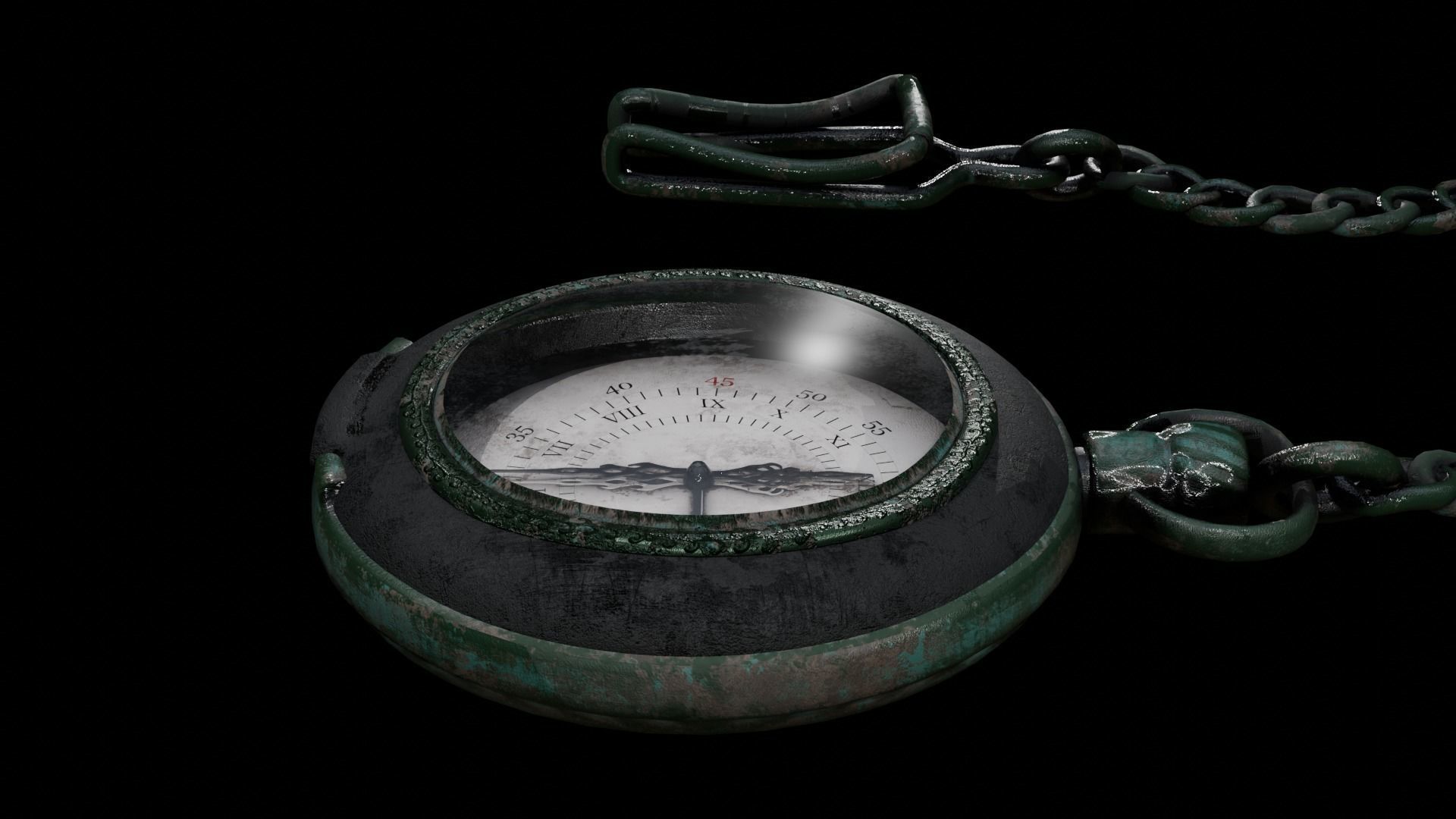 Pocket Watch Vintage Low-poly 3D model_5