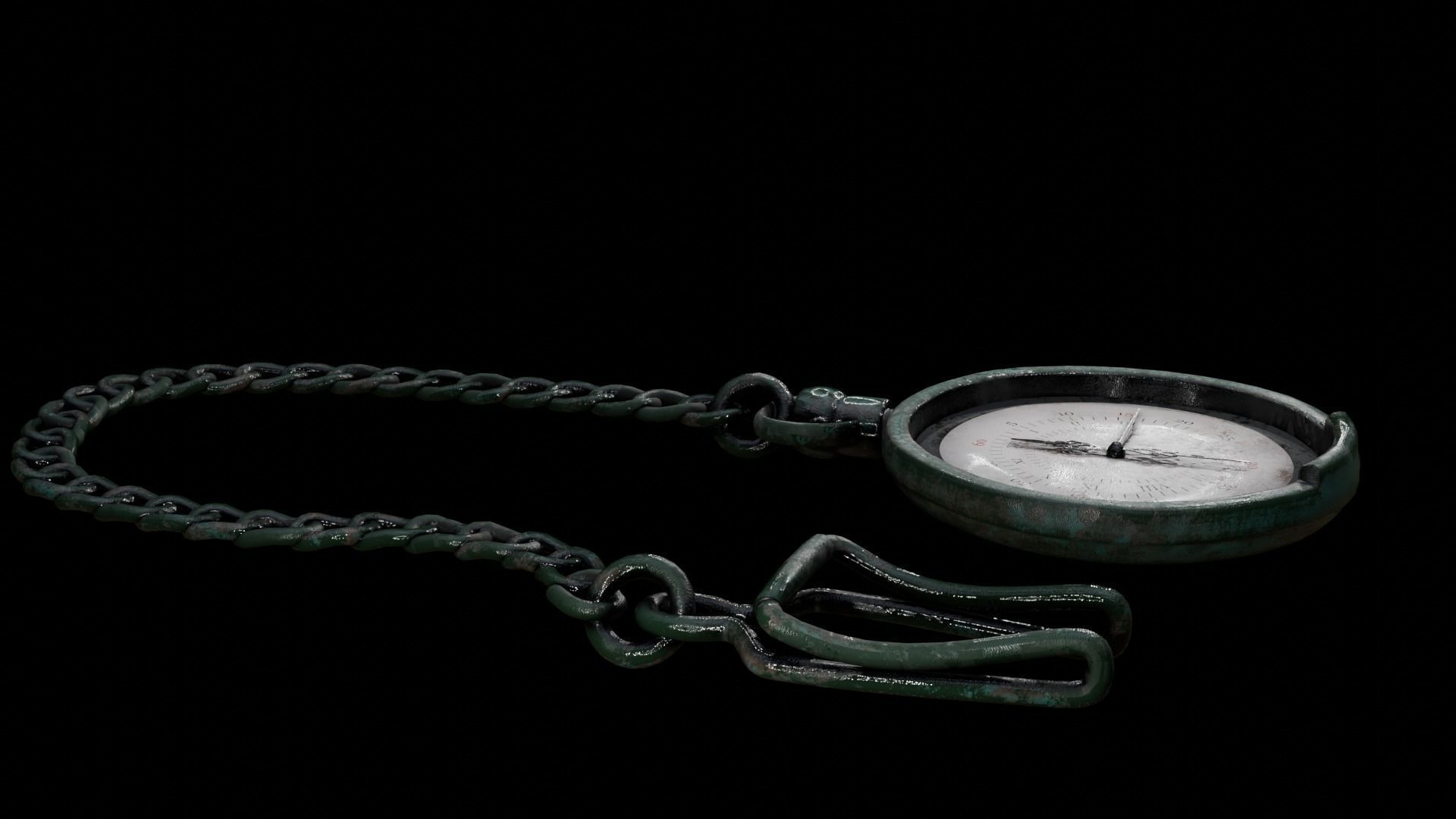 Pocket Watch Vintage Low-poly 3D model_10
