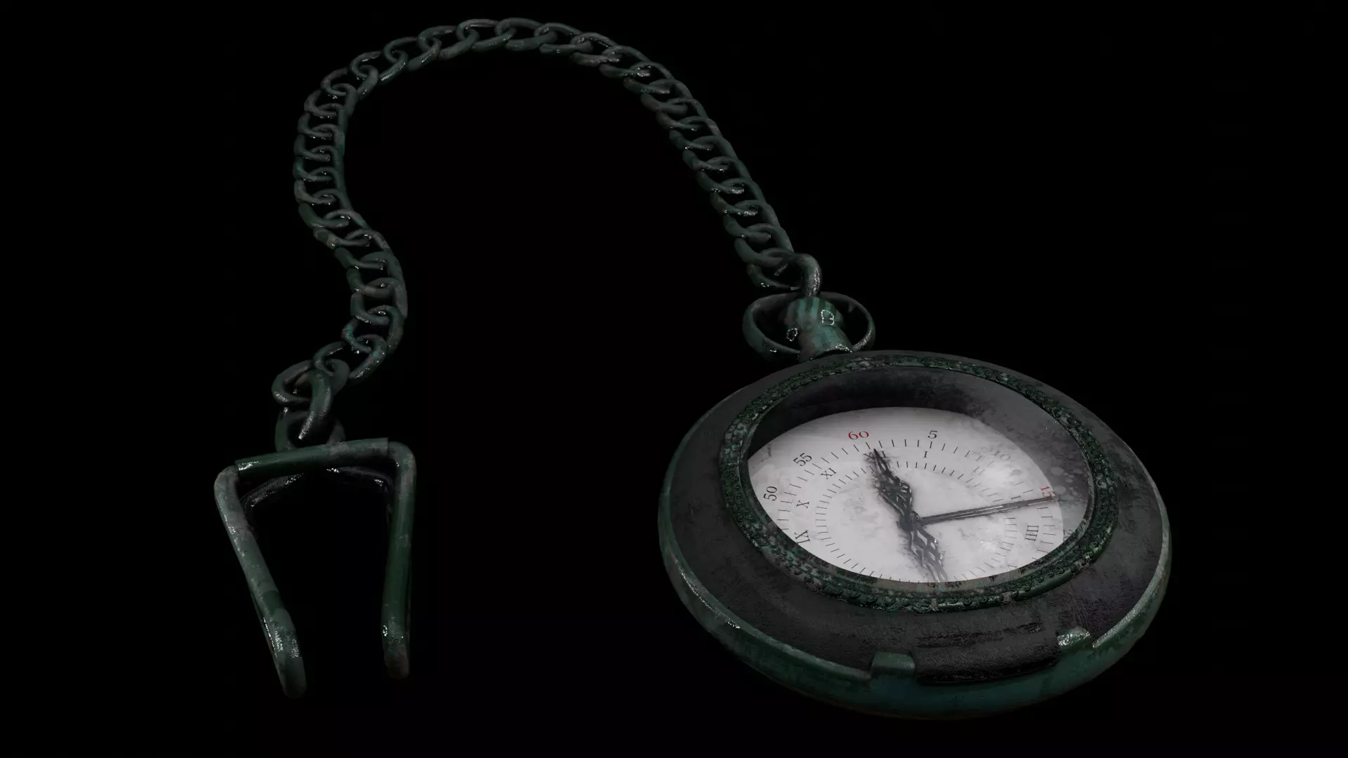 Pocket Watch Vintage Low-poly 3D model_0