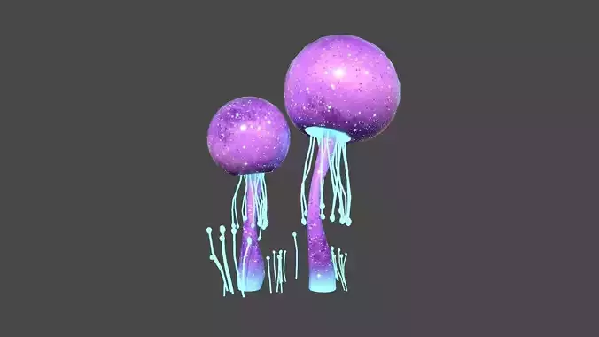 Fantasy Mushroom E01 Blue Purple - Scene Backdrop Design Low-poly 3D model