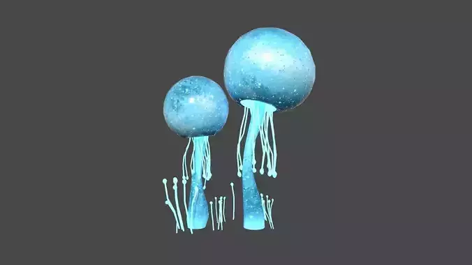 Fantasy Mushroom E02 Blue - Scene Backdrop Design Low-poly 3D model