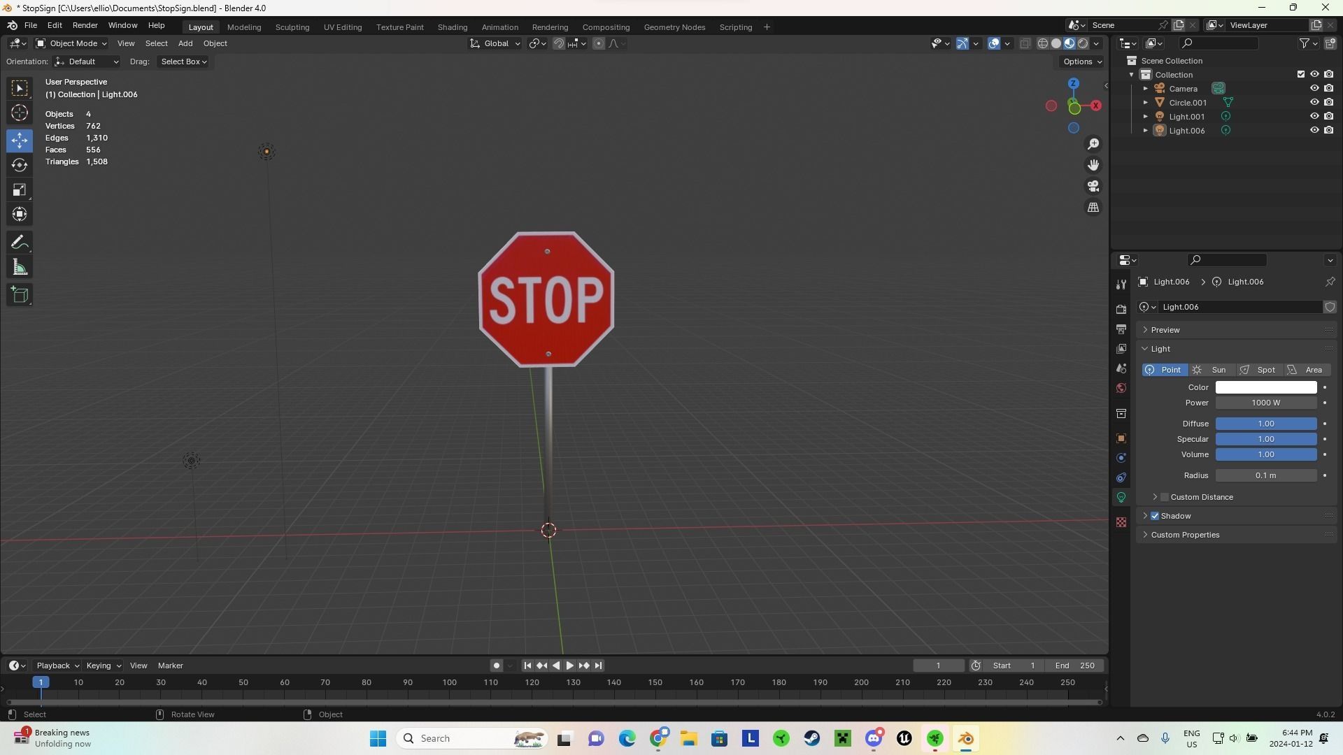 Stop Sign model Free low-poly 3D model_2