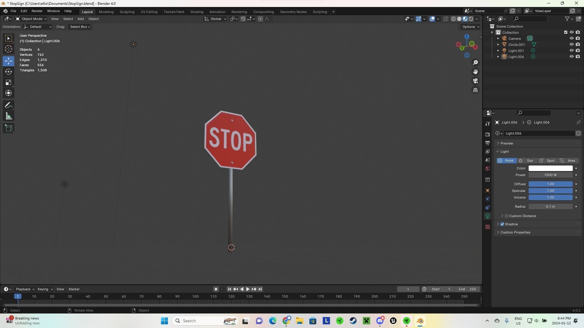 Stop Sign model Free low-poly 3D model_4