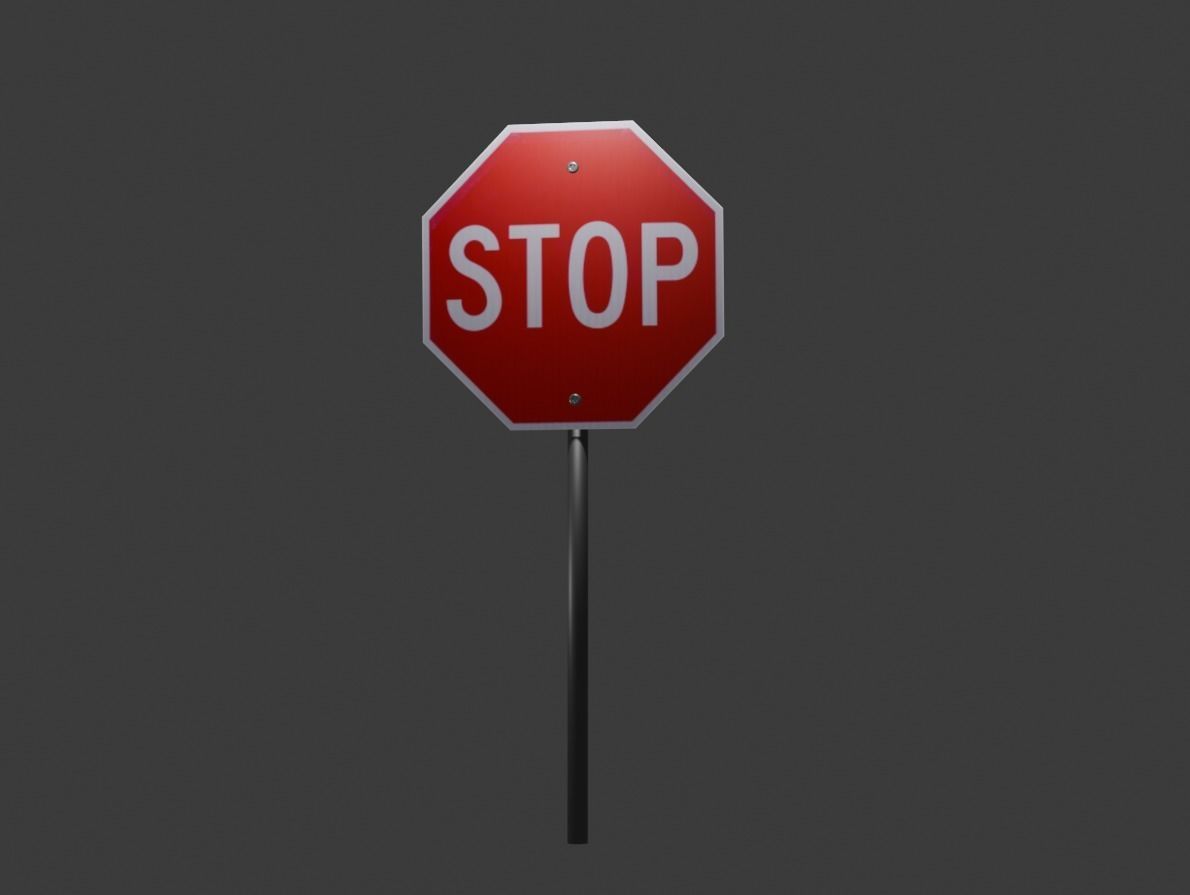 Stop Sign model Free low-poly 3D model_1