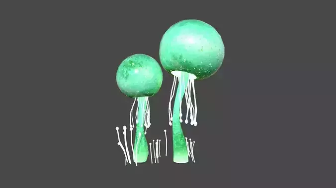 Fantasy Mushroom E04 Green - Scene Backdrop Design Low-poly 3D model