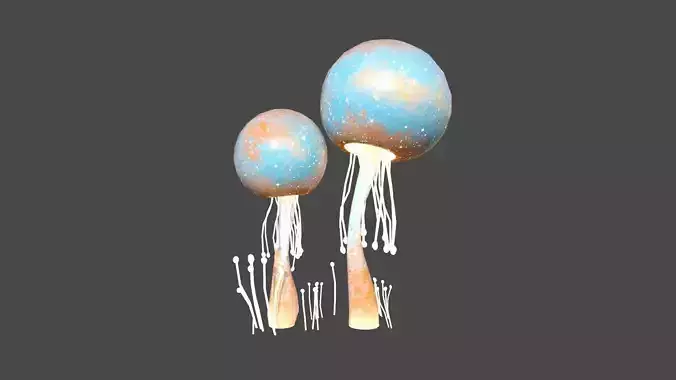 Fantasy Mushroom E05 Blue Orange - Scene Backdrop Design Low-poly 3D model