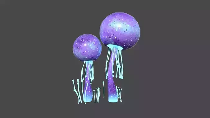Fantasy Mushroom E06 Purple - Scene Backdrop Design Low-poly 3D model