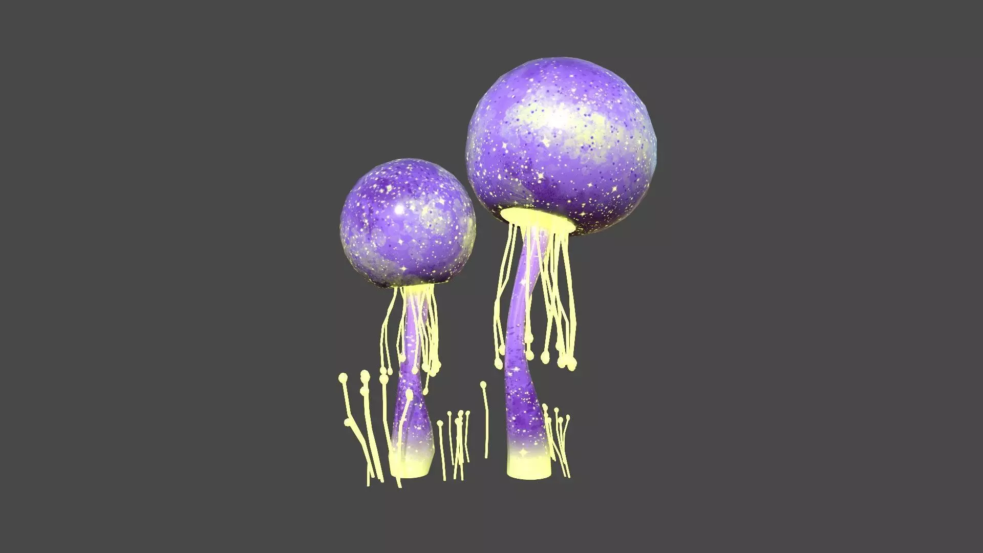 Fantasy Mushroom E08 Purple Yellow - Scene Backdrop Design Low-poly 3D model