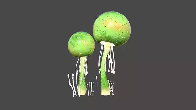 Fantasy Mushroom E09 Green Orange - Scene Backdrop Design Low-poly 3D model