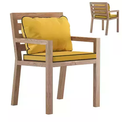 Dining chair yellow pillow 3D model