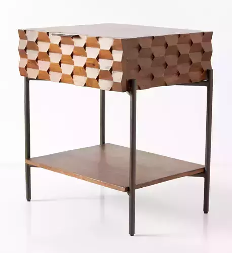 Geometric conceptual wooden nightstand