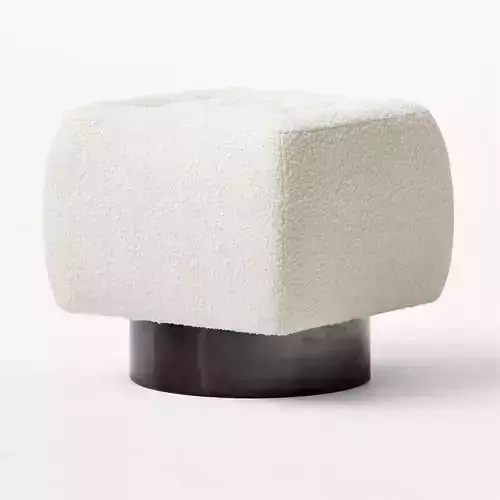 Minimalist white fabric pouf