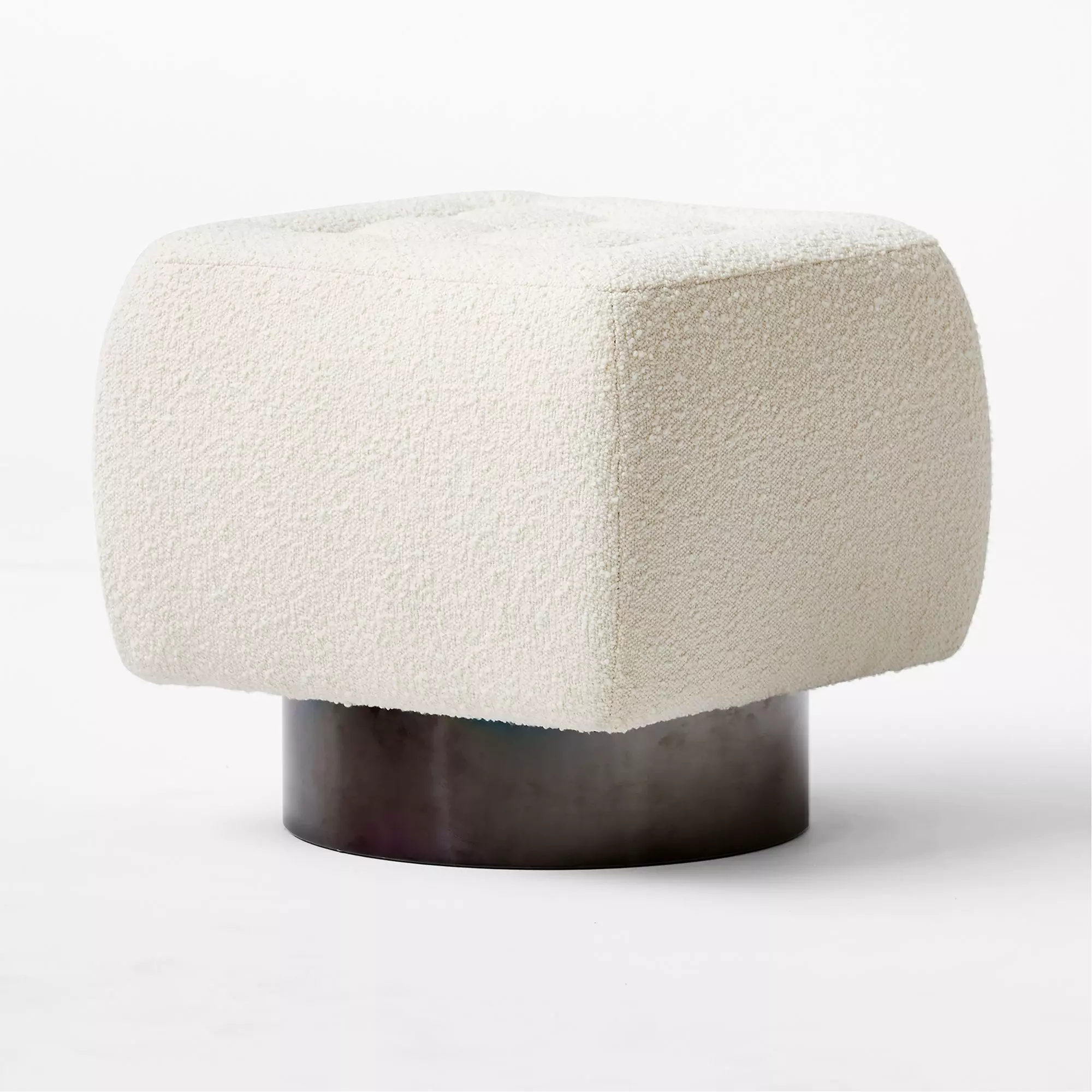 Minimalist white fabric pouf 3D model_0