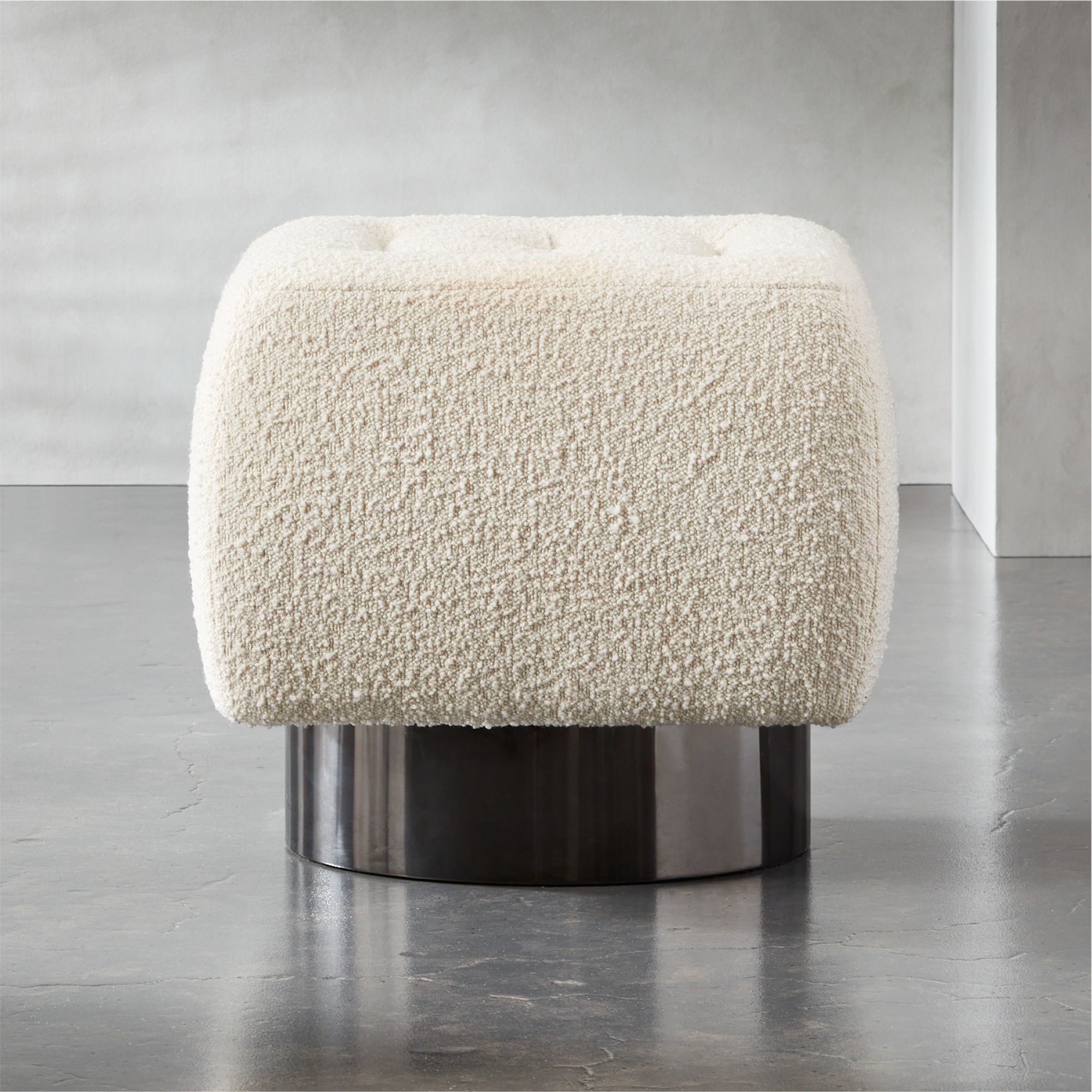 Minimalist white fabric pouf 3D model_2